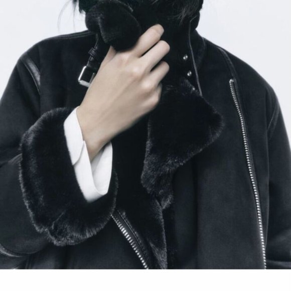 Zara Faux Suede Double Faced Long Jacket, Size L - Picture 11 of 12